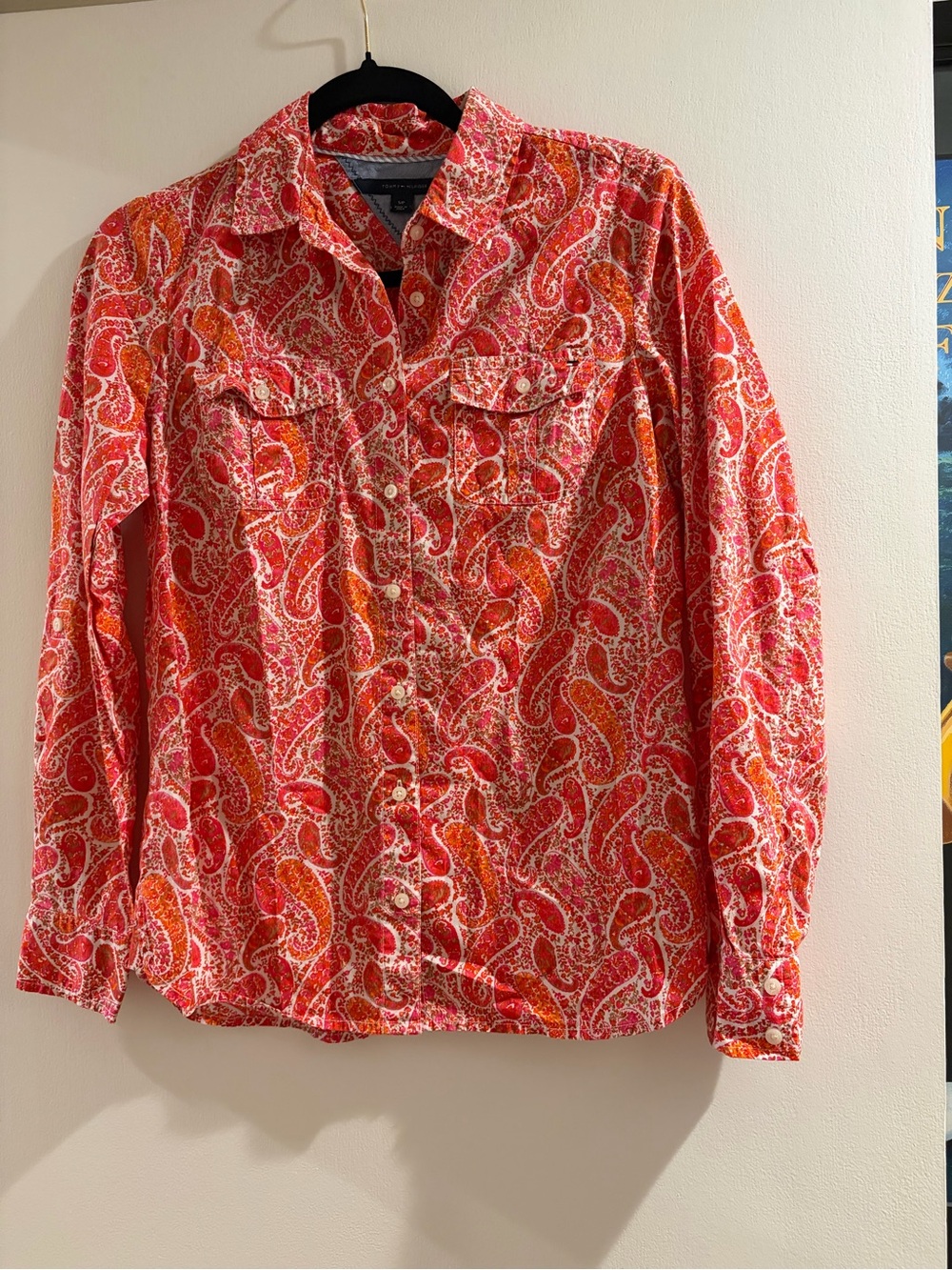Tommy Hilfiger Red and Orange Paisley Button-Down Shirt